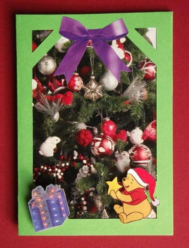 Carte Noël sapin et Winnie