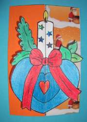 Carte Noël bougie coeur bleu